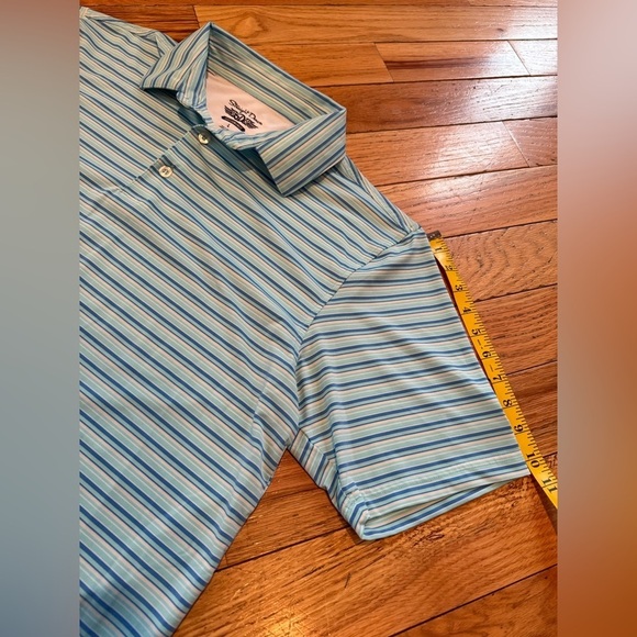 Straight Down Polo Shirt Men’s Size L White/Blue/Teal Striped Performance Golf - Picture 13 of 15